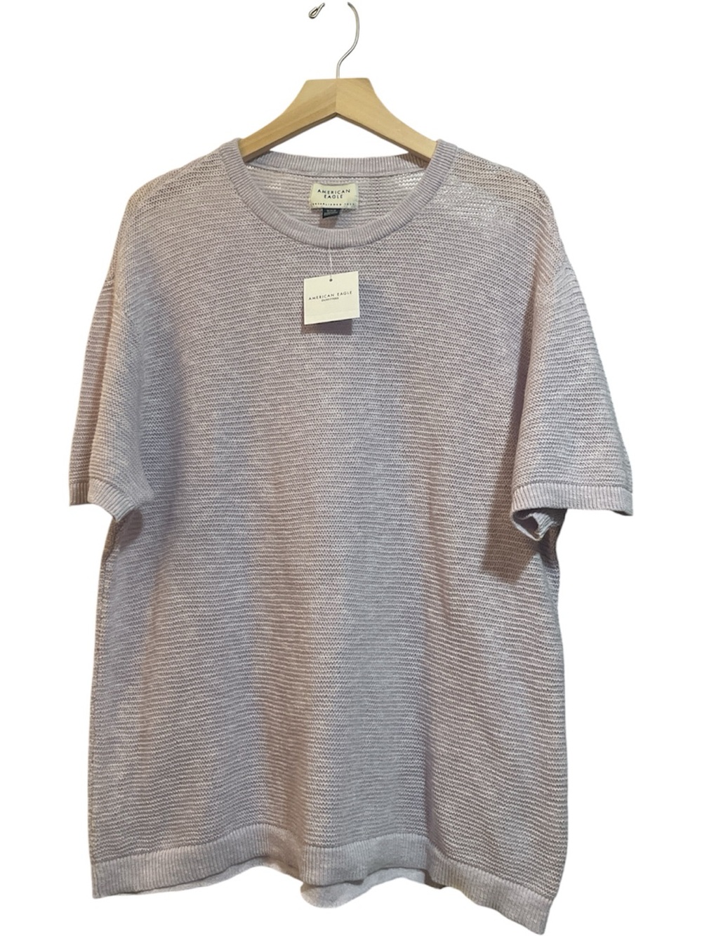 American Eagle Outfitters Soft Knit Short-Sleeve Sweater Tee - Light Purple